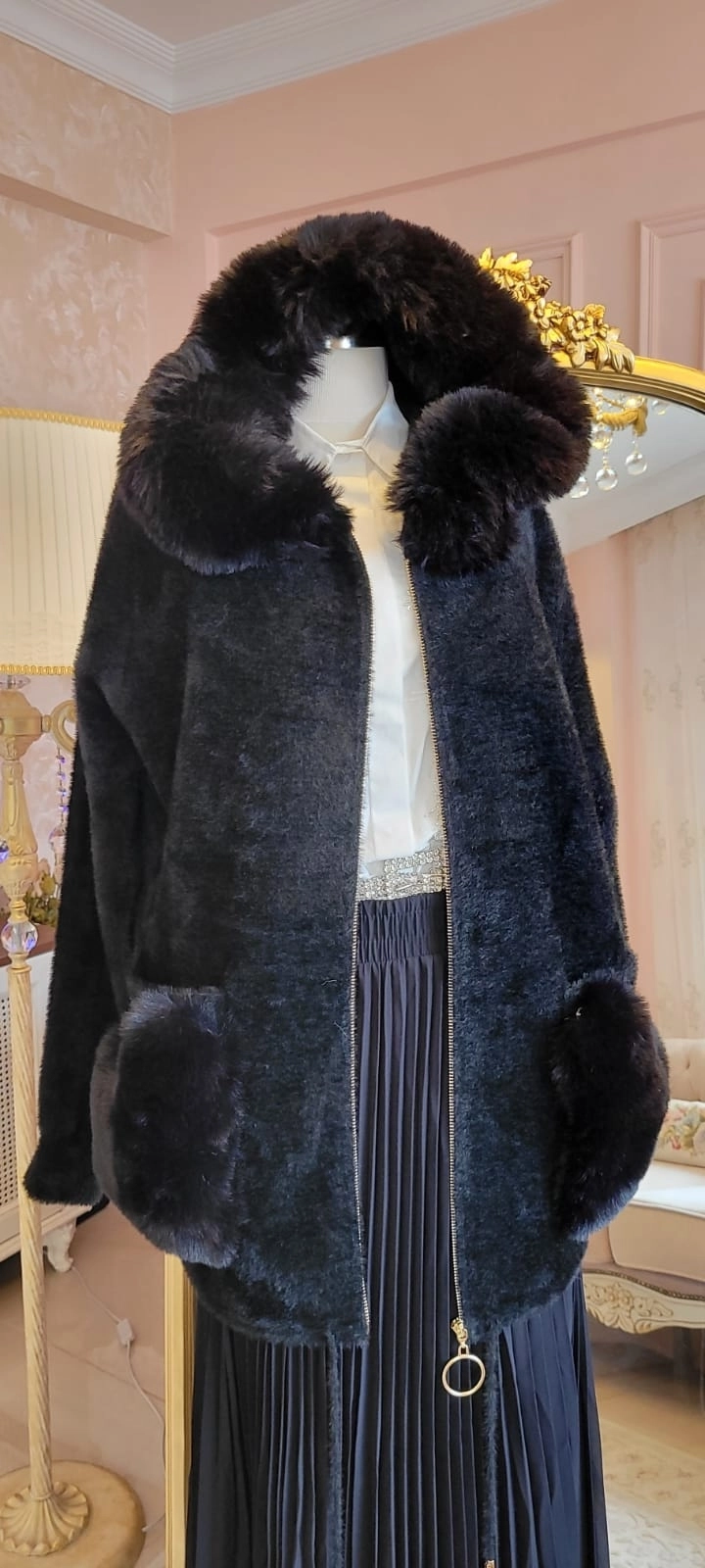 Premium İthal Angora Kürklü Hırka