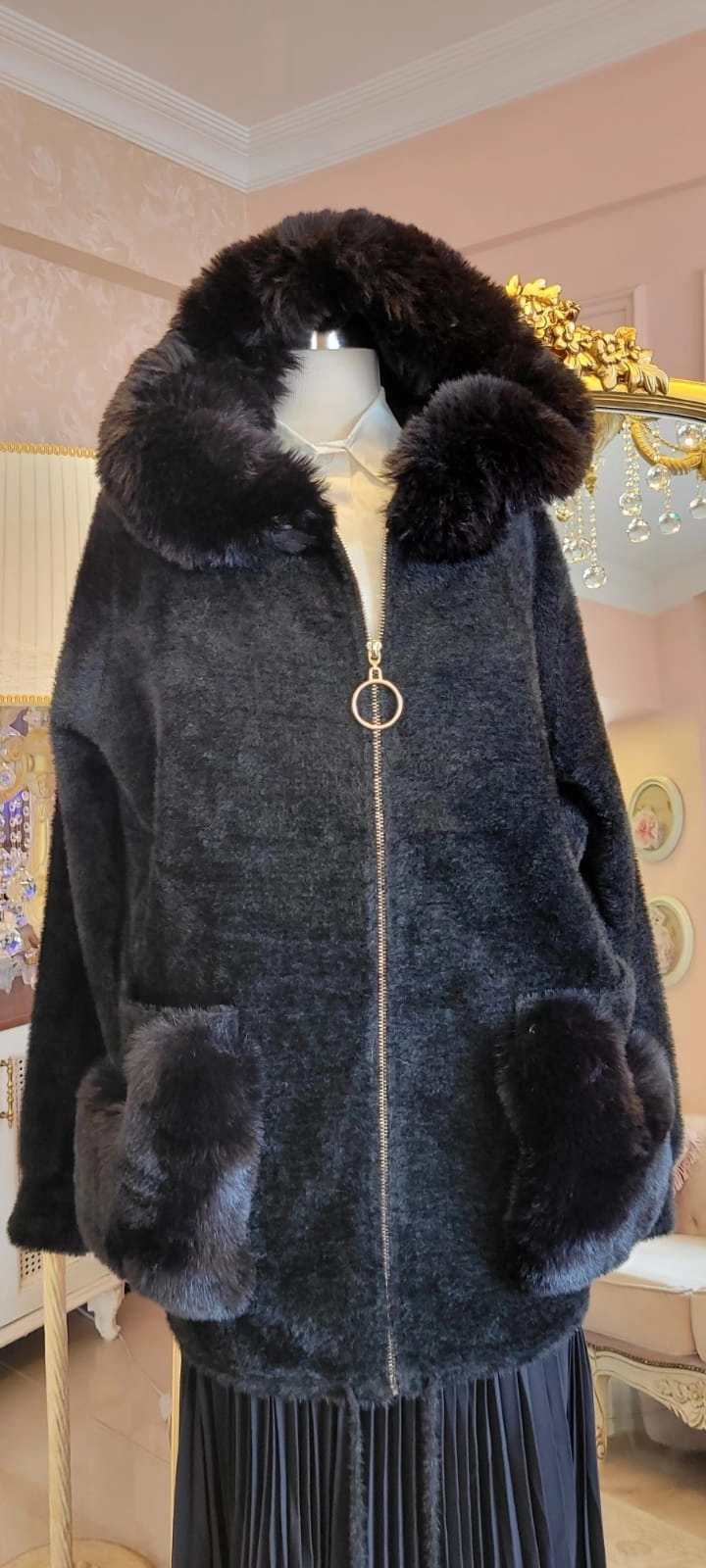 Premium İthal Angora Kürklü Hırka