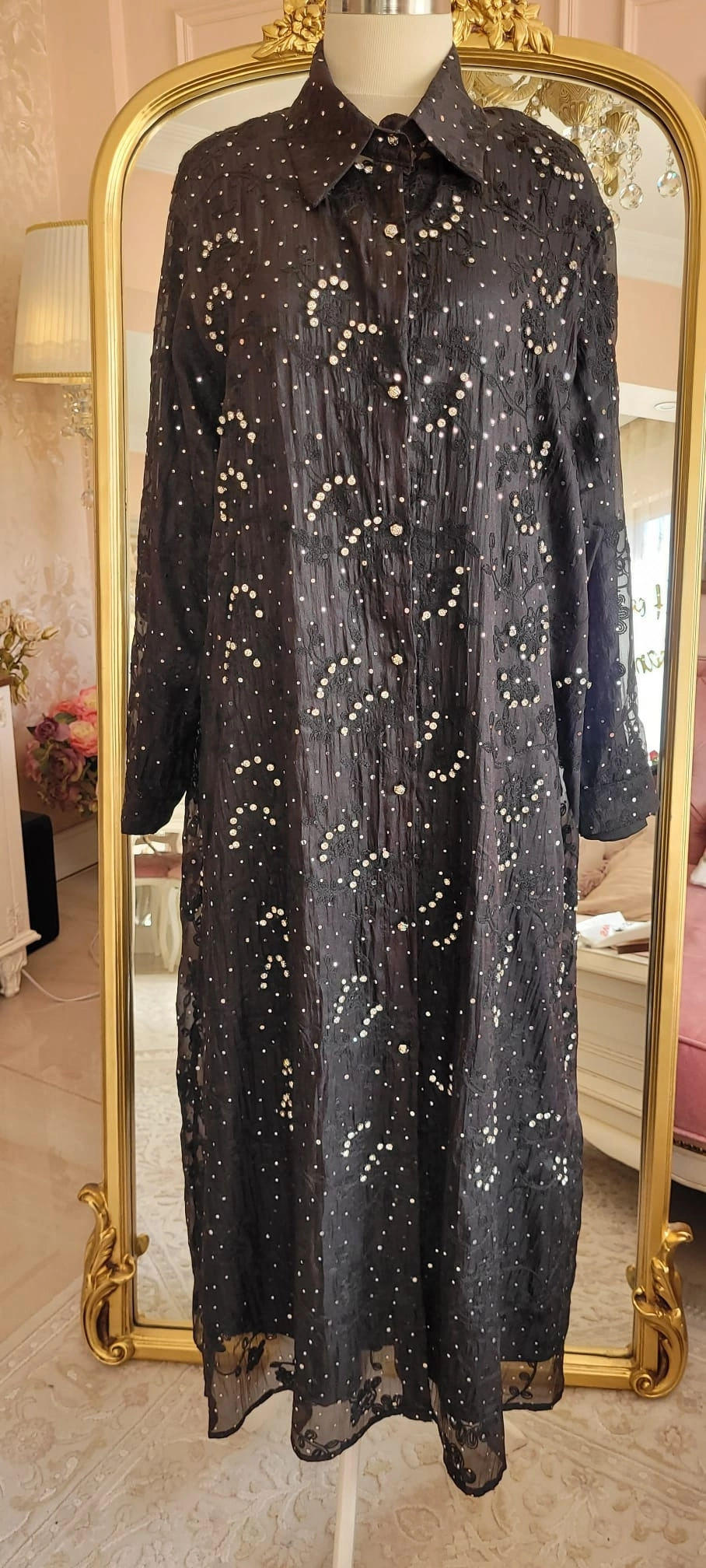 İthal Pamuklu Swarovski Taşlı Gömlek Kap