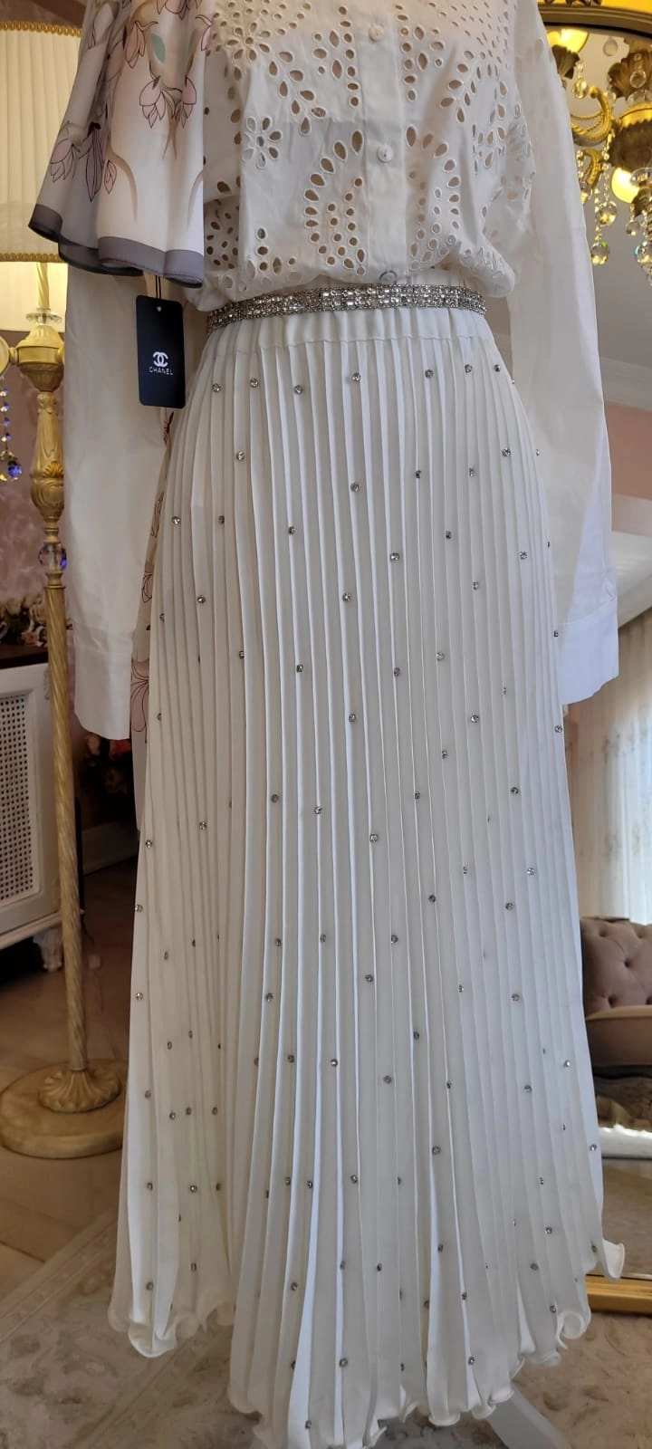 Swarovski Işıltılı Plise Etek