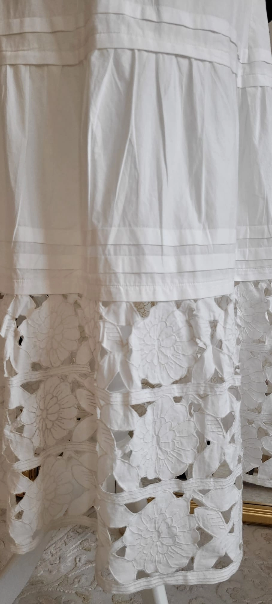 İthal Beyaz İş Poplin Etek