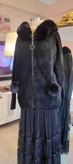 Kapüşonlu Soft Angora Hırka