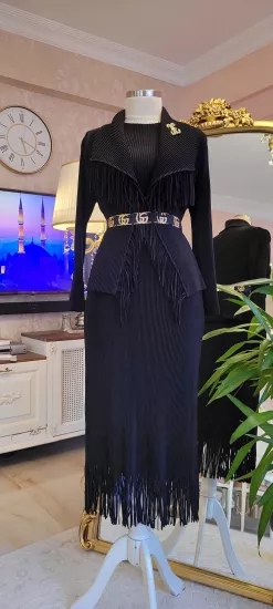 ​İthal püsküllü Ceketli Elbise